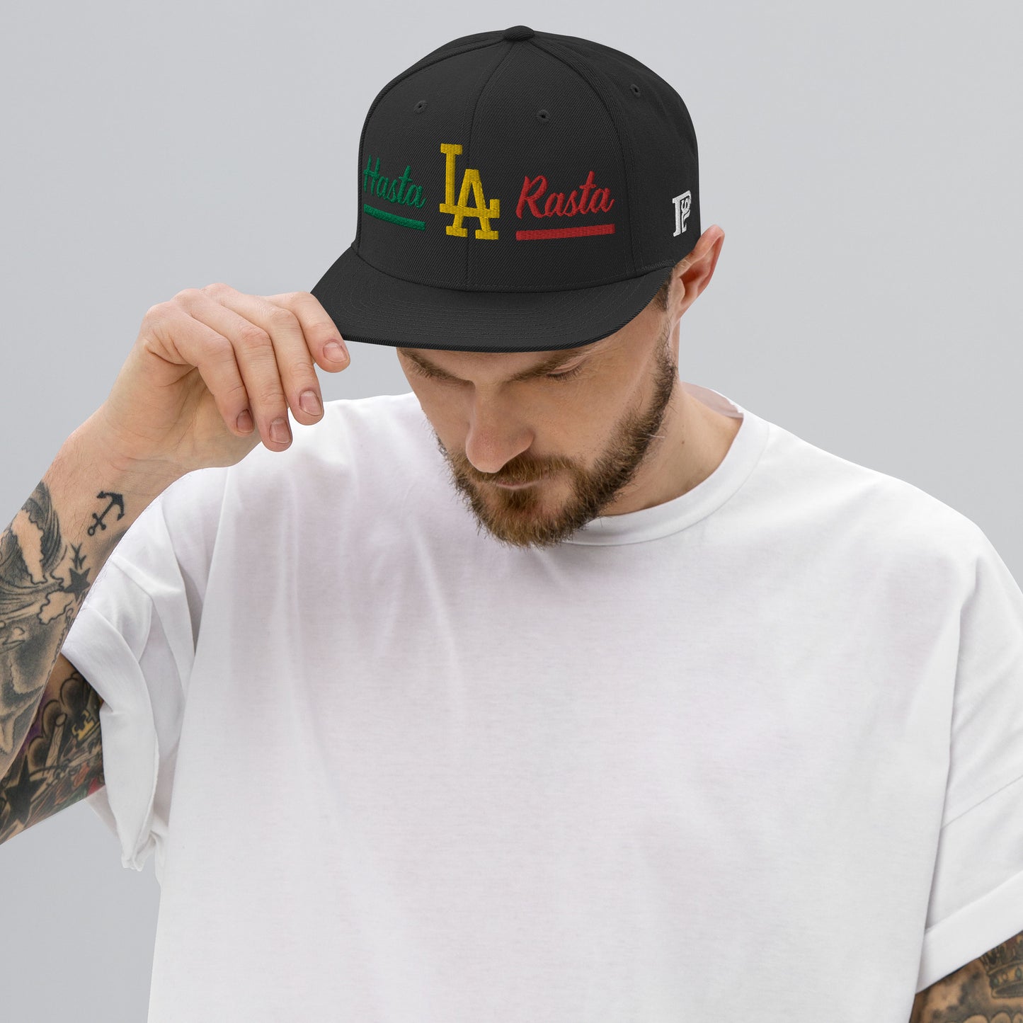 Porque Sí Hasta LA Rasta Black Snapback Hat