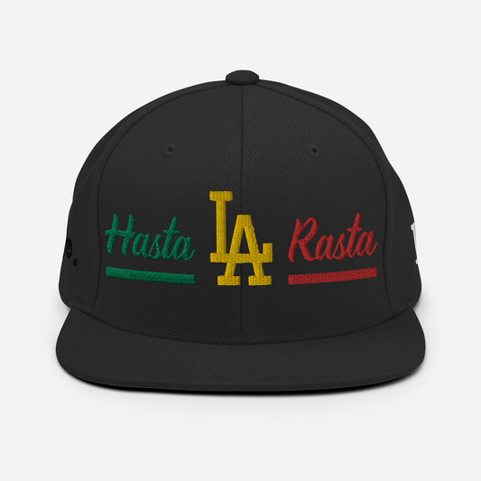 Porque Sí Hasta LA Rasta Black Snapback Hat