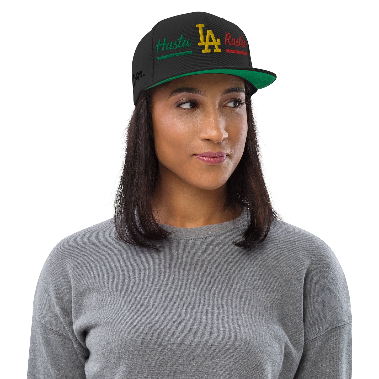 Porque Sí Hasta LA Rasta Black Snapback Hat