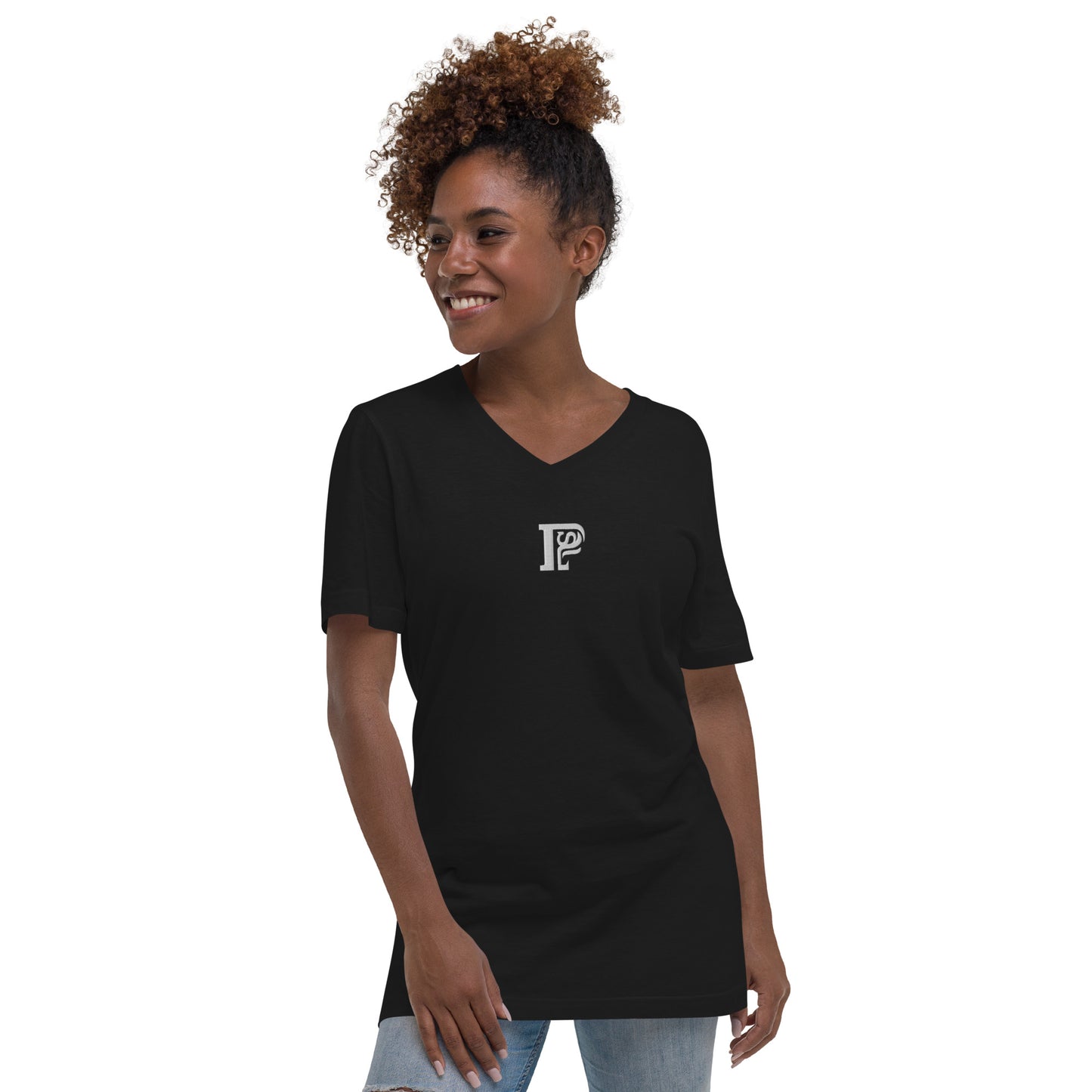 Porque Sí Embroidered Logo V-Neck T-Shirt